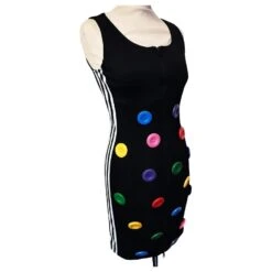 JEREMY SCOTT POUR ADIDAS ROBE CREATEUR DRESS COLLECTOR HOT STUFF BOUTONS T 38 Noir