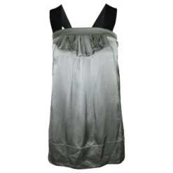 Miu Miu Robe En Soie Argentée Métallisé