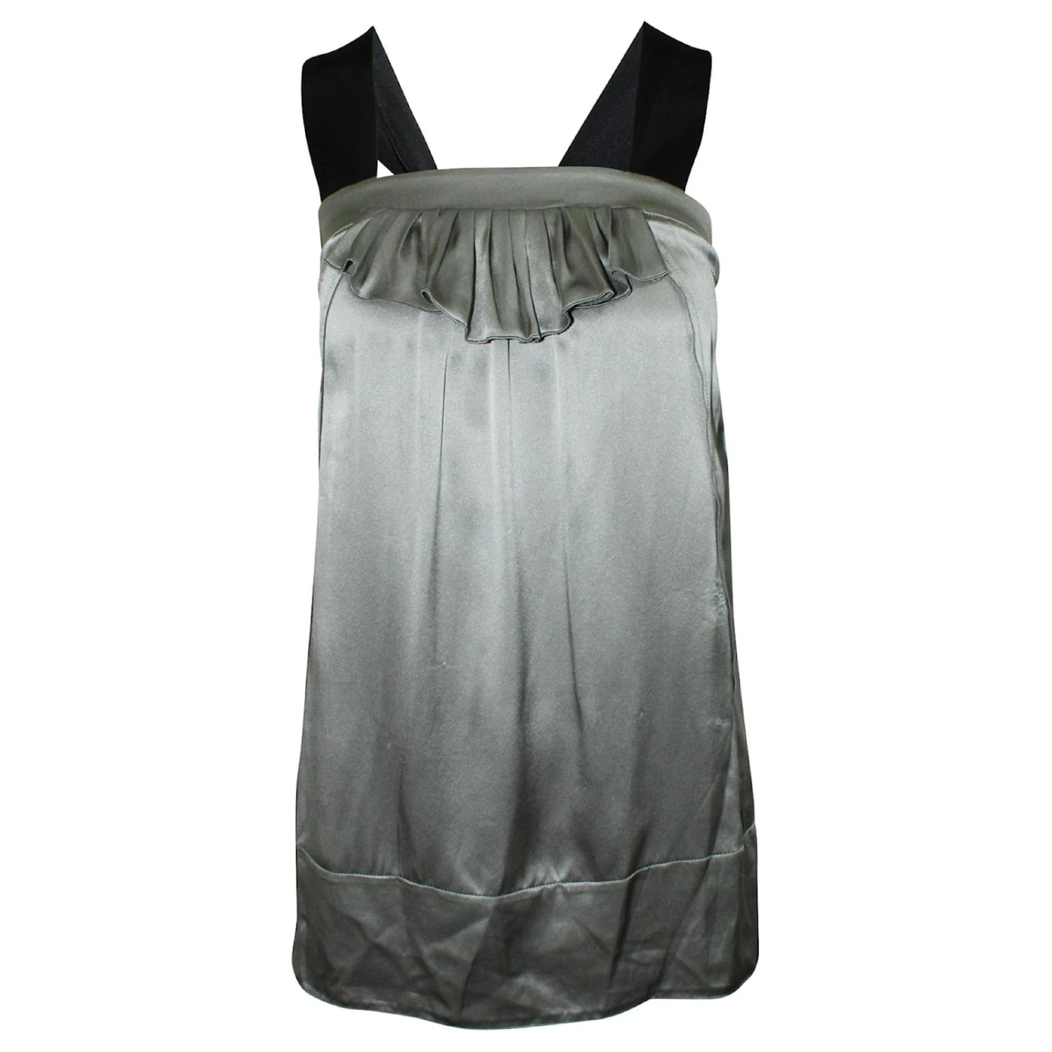 Miu Miu Robe En Soie Argentée Métallisé 1 Miu Miu Robe En Soie Argentée Métallisé