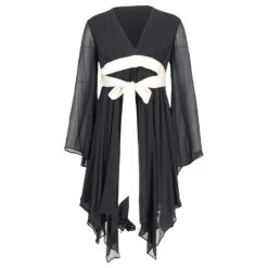 Michael Kors Robe à Ourlet Asymétrique Avec Ceinture En Viscose Noire