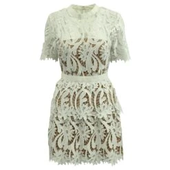 Self Portrait Mini Robe TrapĂšze En Dentelle Self-Portrait En Polyester Blanc