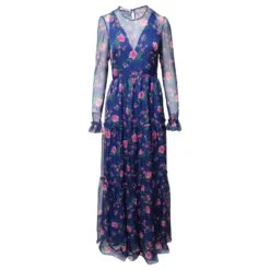 Philosophy Di Lorenzo Serafini Robe Longue à Fleurs En Polyester Imprimé Bleu