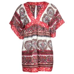 Anna Sui Mini Robe Kimono Imprimée En Soie Multicolore