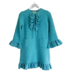 Robe à Nœud à Sequins En Laine Aqua Gucci Turquoise