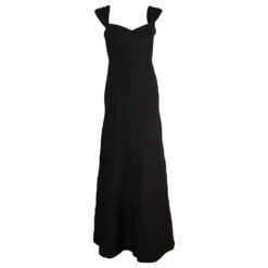 Robe Bandage Herve Leger Maxi En Rayonne Noire