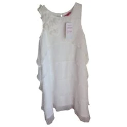 Autre Marque Robe Blanche à Volants Mousseline