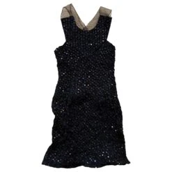 Giorgio Armani Robe Bleu Marine à Sequins Brodés