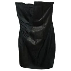 Alice + Olivia Robe Bustier Noire Avec Empiècement En Cuir