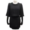ROBE CHANEL COL A FRANGES EN SOIE NOIRE P31052W03906 M 38 BLACK SILK DRESS