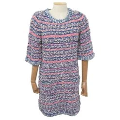 ROBE CHANEL EFFET TRICOTE P50843K06512 40 M TWEED MULTICOLORE KNIT DRESS