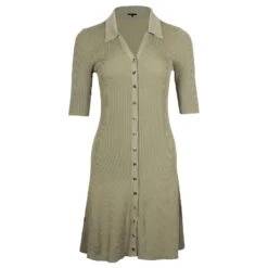 Robe Chemise En Maille Maje En Viscose Olive Vert Vert Olive