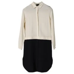 Robe Col Joseph En Soie Noire & Beige