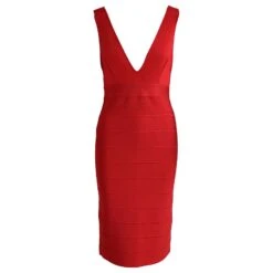 Robe De Cocktail Herve Leger Icon En Rayonne Rouge