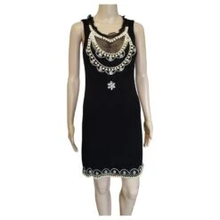 Robe Dior Noir Avec Strass Et Perles