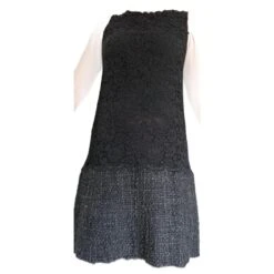 Dolce & Gabbana Robe En Laine Et Dentelle Noir