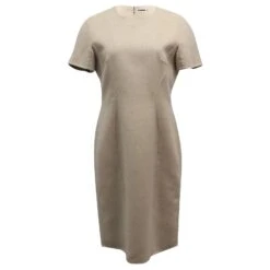 Robe Jil Sander à Mancherons En Laine Beige
