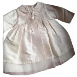 Baby Dior Robe Longue Soie Beige Doré Doublée