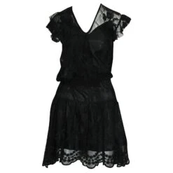 Anna Sui Robe Longueur Genou En Dentelle Noire Avec Robe Intérieure
