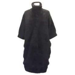 Robe-manteau Roberto Cavalli En Angora Noir à Manches Mi-longues