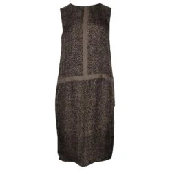 Max Mara Robe Mi-longue En Soie Marron à Motif