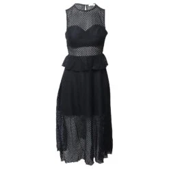 Robe Mi-longue Sandro En Maille Ajourée Sans Manches En Coton Noir