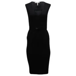 Robe Mi-longue Victoria Beckham Cady En Coton Noir