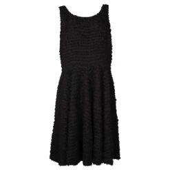 Emporio Armani Robe Noire à Volants Sans Manches