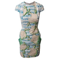 Robe Peter Pilotto Volt Tweed En Nylon Bleu Multicolore