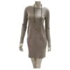 Robe Pull Chanel Laine Cachemire Lurex Tricot CC Logo Boutons Marron