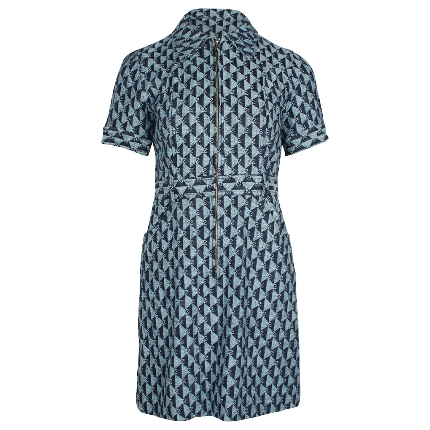 Robe Sandro Imprimé Monogramme En Coton Bleu 1 Robe Sandro Imprimé Monogramme En Coton Bleu