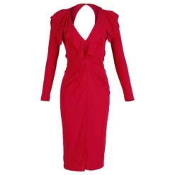 Roland Mouret Robe Col V Profond En Viscose Rouge