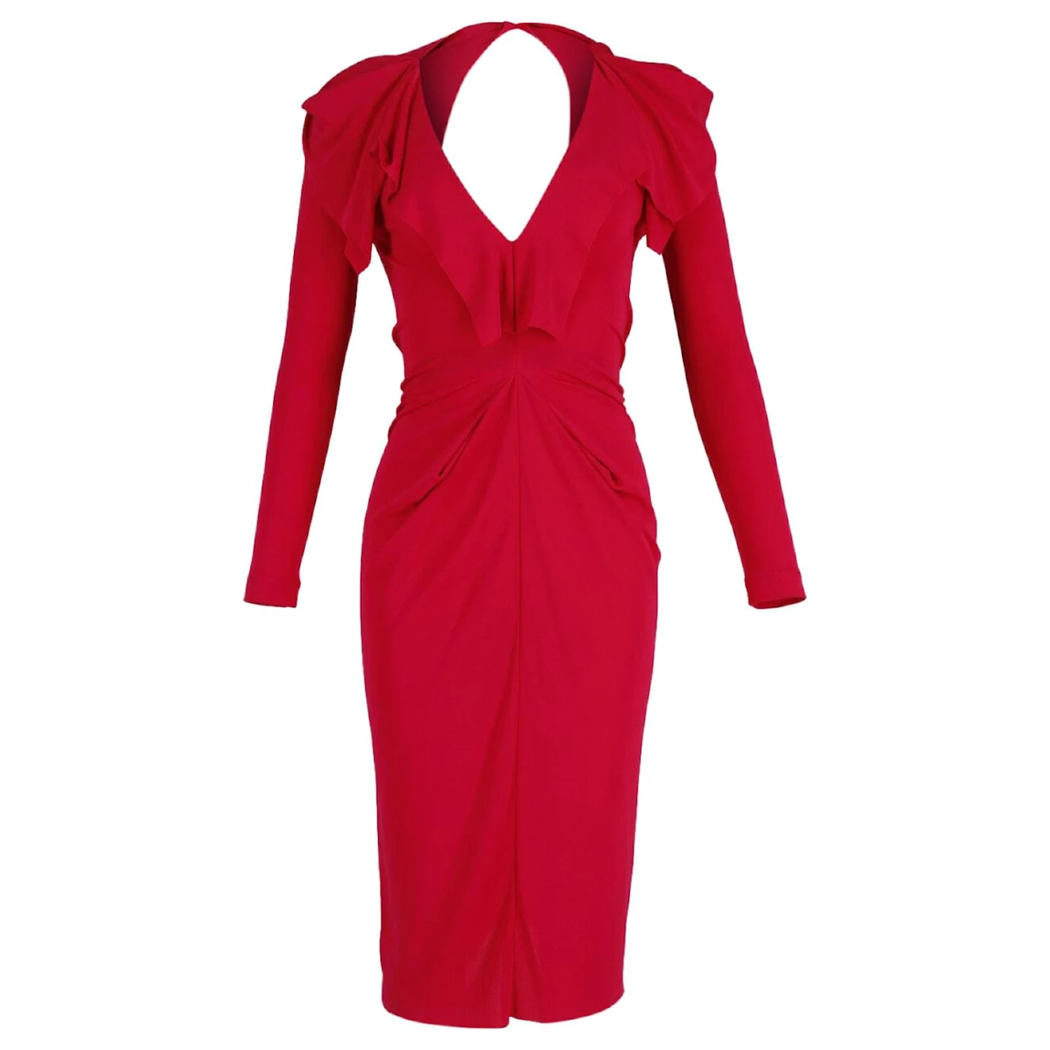 Roland Mouret Robe Col V Profond En Viscose Rouge 1 Roland Mouret Robe Col V Profond En Viscose Rouge