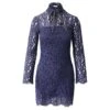 Sandro Paris Mini Robe Col Montant Festonné En Dentelle Acrylique Bleu Marine