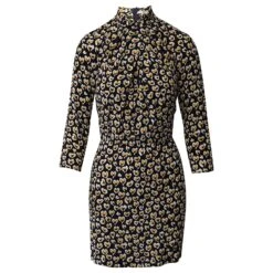 Sandro Paris Mini Robe Fourreau Manches Longues En Viscose Imprimé Floral