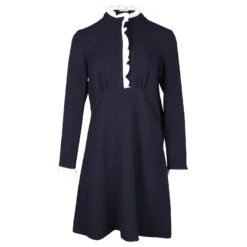 Sandro Paris Robe Mi-longue à Volants En Polyester Bleu Marine