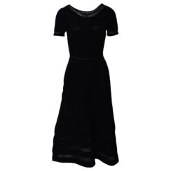 Sandro Paris Robe Mi-Longue Tricotée Riley En Viscose Bleue