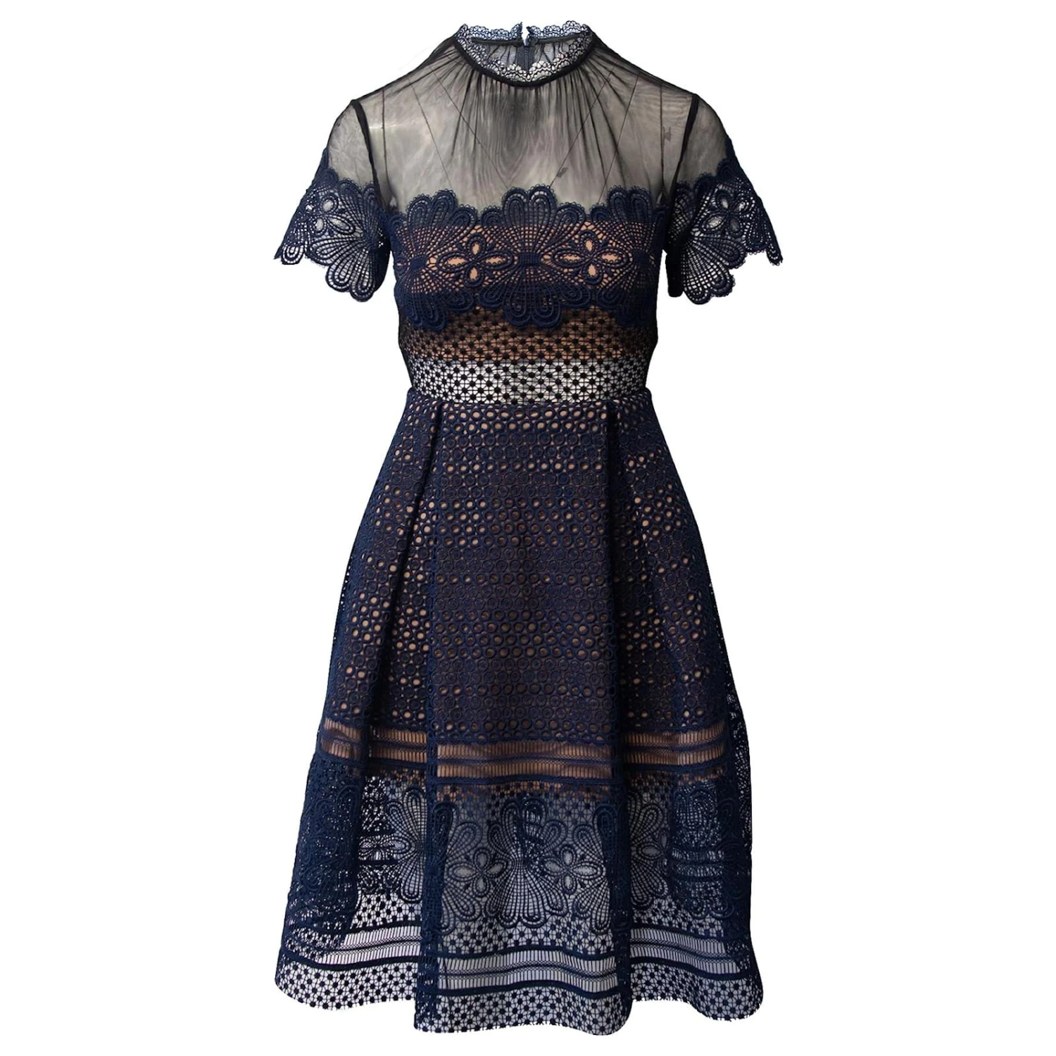 Self Portrait Self-Portrait Felicia Robe En Dentelle Guipure En Polyester Bleu Marine 1 Self Portrait Self-Portrait Felicia Robe En Dentelle Guipure En Polyester Bleu Marine