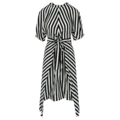 Stella Mc Cartney Stella McCartney Robe Mi-longue Rayée à Ceinture Penelope Multicolore