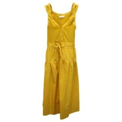 Ulla Johnson Robe Midi Lilith En Coton Jaune