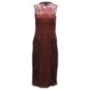 Valentino Robe Mi-longue En Dentelle En Nylon Bordeaux