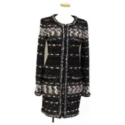 CHANEL Fall 2014 ROBE MANTEAU EN TWEED FANTAISIE MULTICOLORE SUPERMARCHÉ Noir