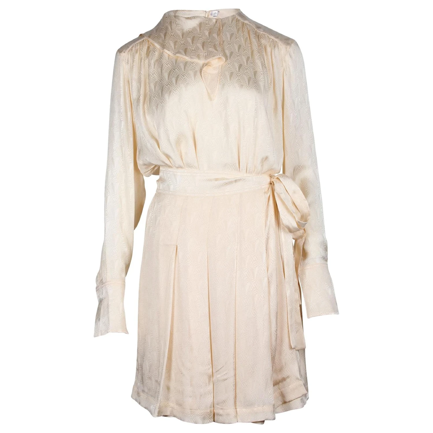 Victoria Beckham Robe Plissée En Jacquard Effet Portefeuille En Acétate Crème Blanc Écru 1 Victoria Beckham Robe Plissée En Jacquard Effet Portefeuille En Acétate Crème Blanc Écru