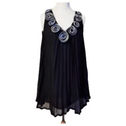 Yumi Kim YUMI ROBE DRESS TUNIQUE ROSACES RELIEF FERMETURES DOS PLISSé T M/L OU T 42 Noir