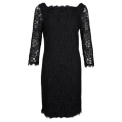 Diane Von Furstenberg Zarita - Robe Mi-longue En Dentelle Noire Avec Encolure Bateau