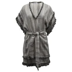 Zimmermann Zimmerman Robe Ceinturée à Franges En Lin Gris
