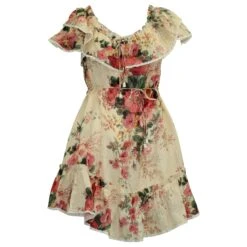 Zimmermann ROBE COURTE FLEURIE LAELIA En Lin Beige
